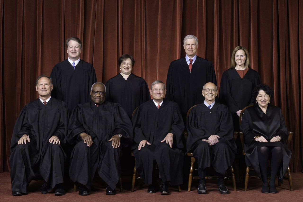 The nine U.S. Supreme Court justices in an official portrait on April 23, 2021